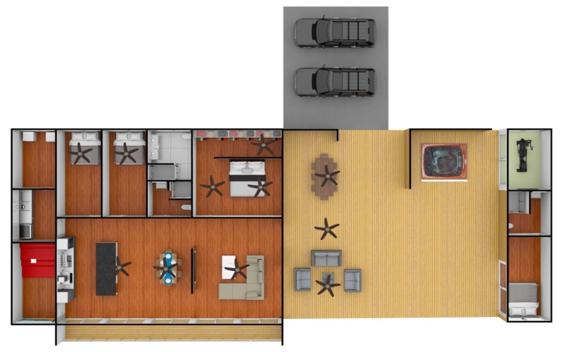 Floor plan of shipping container home in La Vigen de Pavon Costa Rica